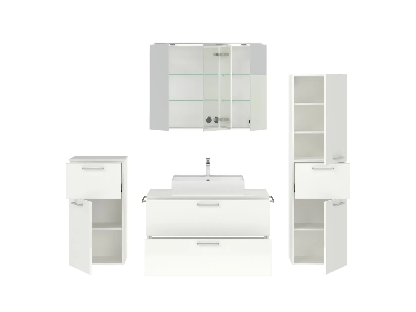 Atlas Ensemble sous vasque avec miroir et colonnes 2