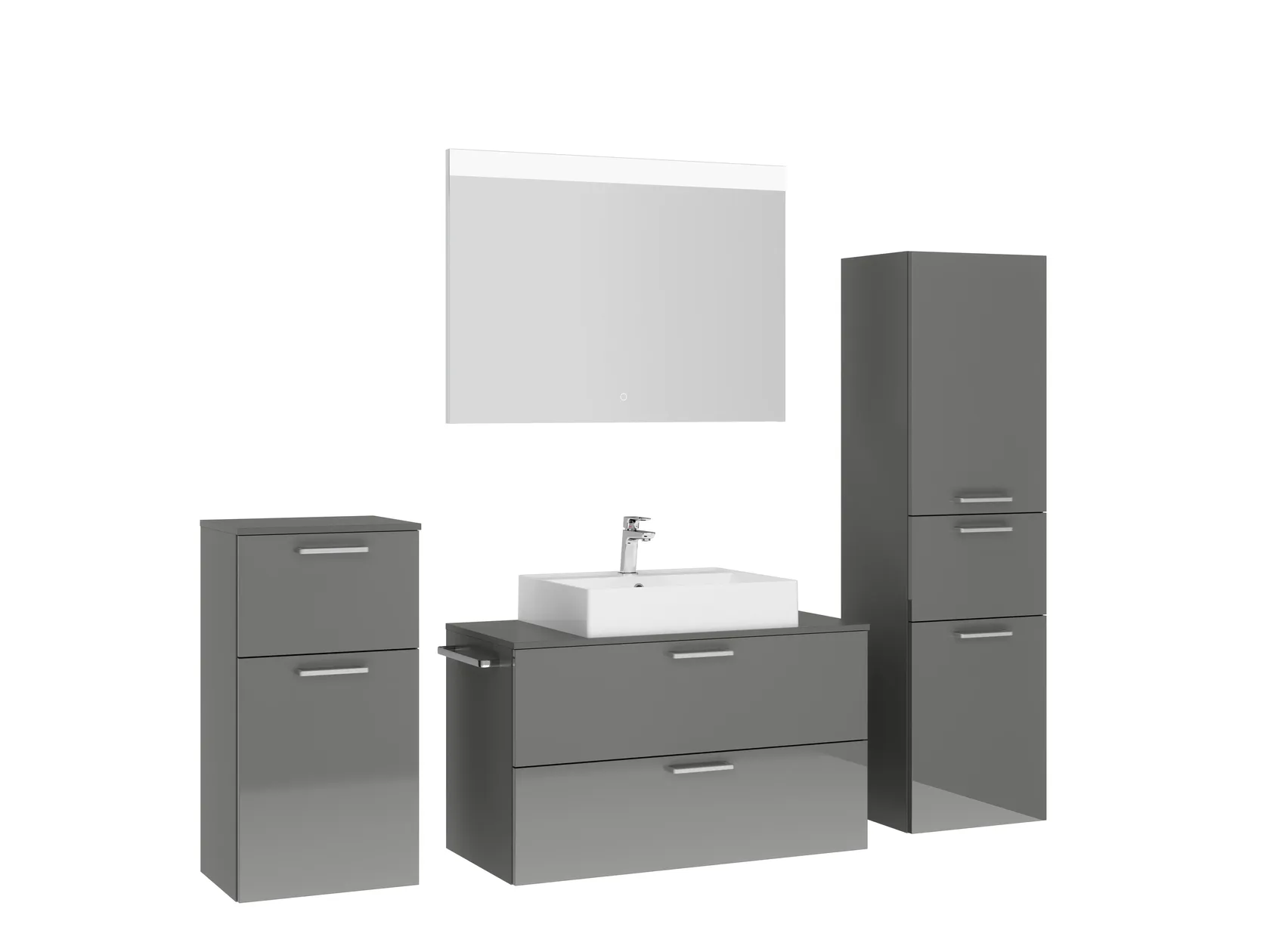 Atlas Ensemble sous vasque avec miroir et colonnes 3