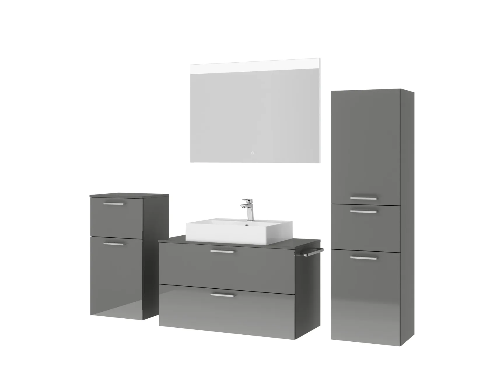 Atlas Ensemble sous vasque avec miroir et colonnes 5