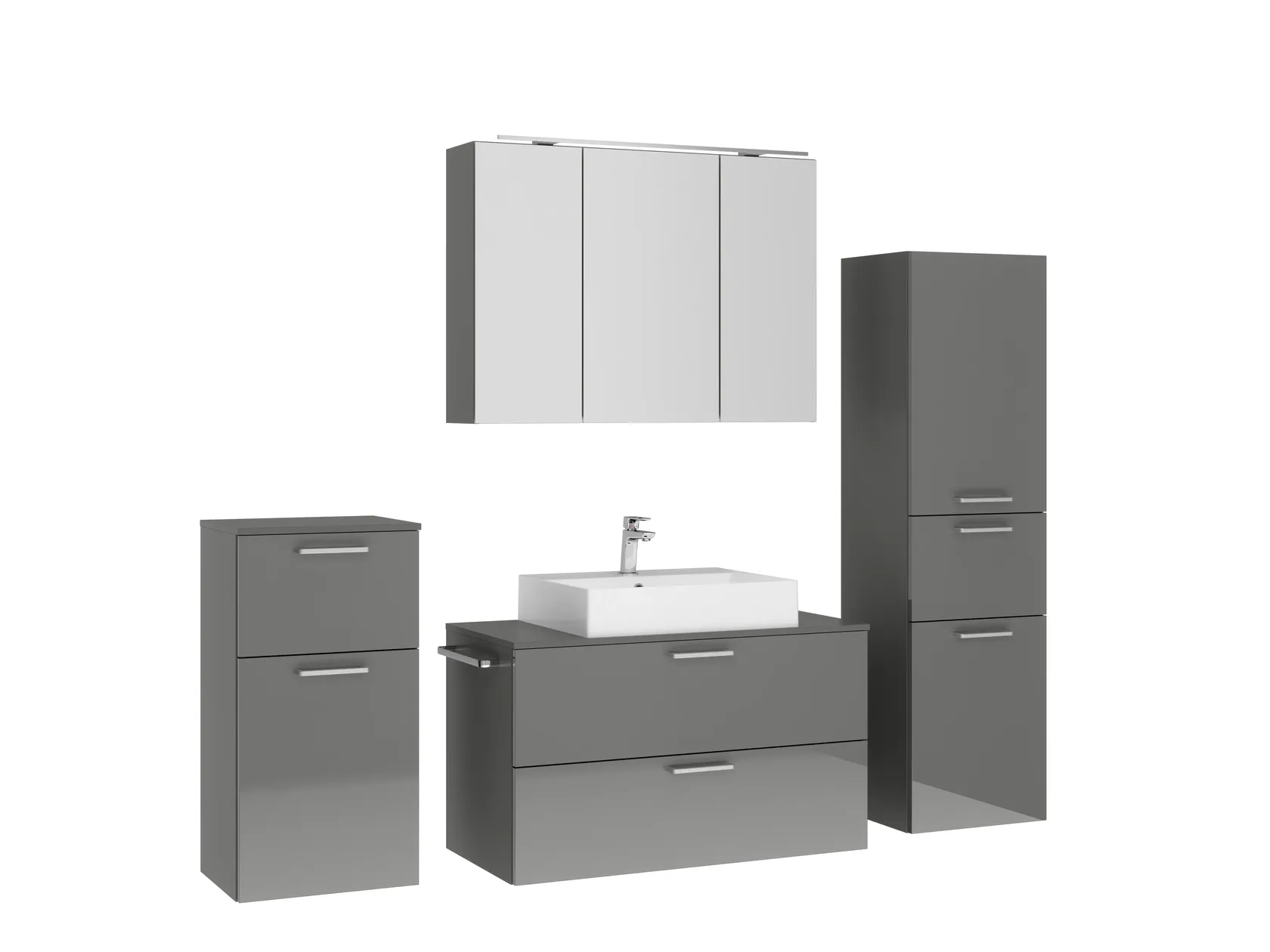 Atlas Ensemble sous vasque avec miroir et colonnes 3