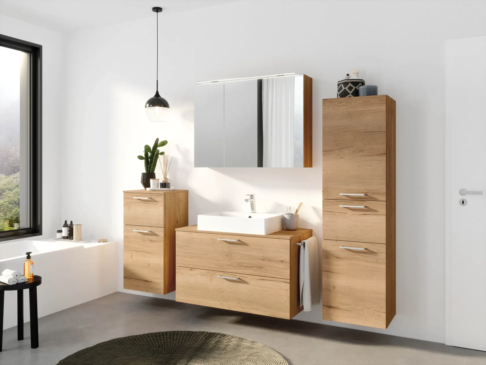 Atlas Ensemble sous vasque avec miroir et colonnes 0