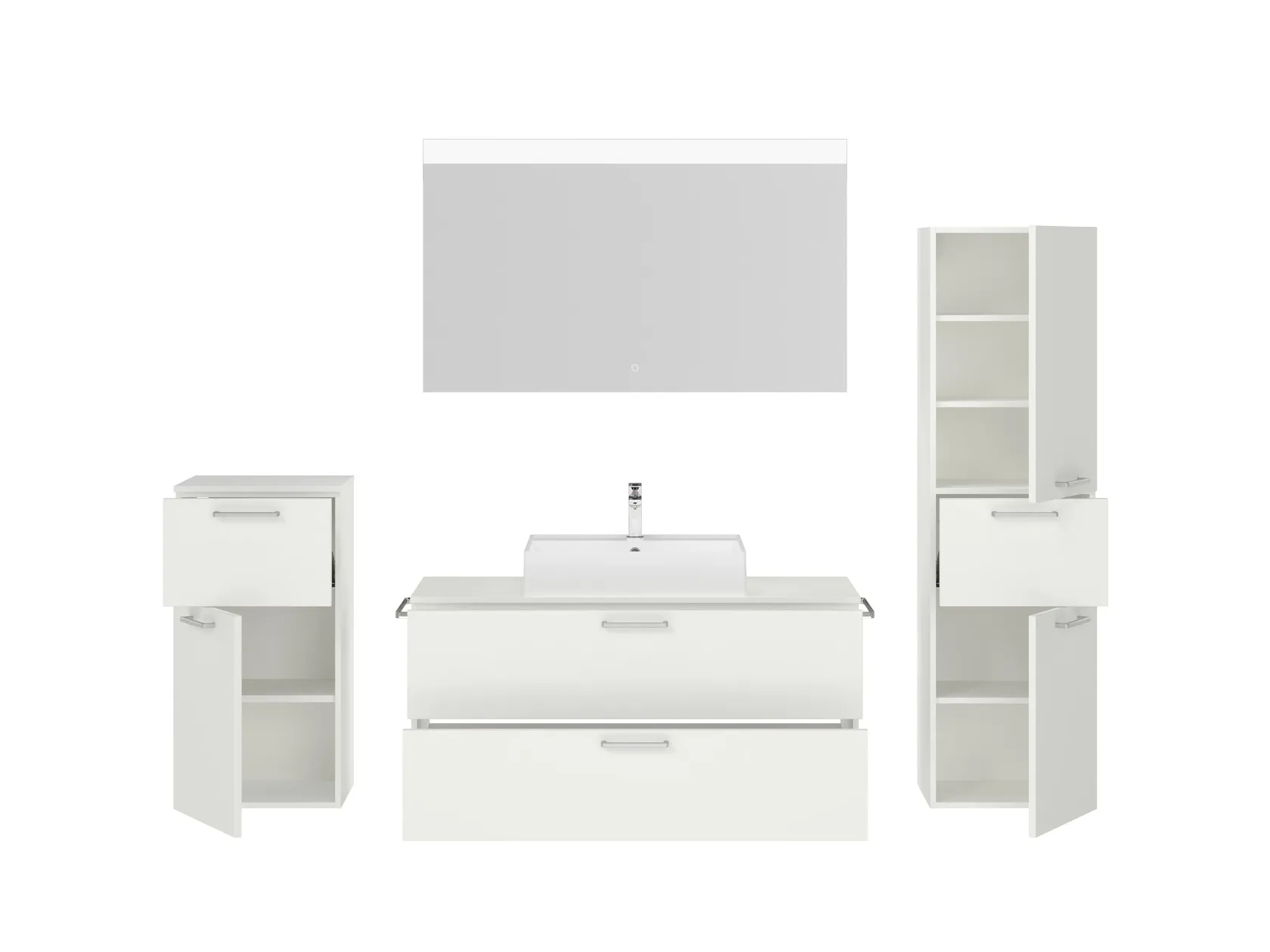 Atlas Ensemble sous vasque avec miroir et colonnes 2