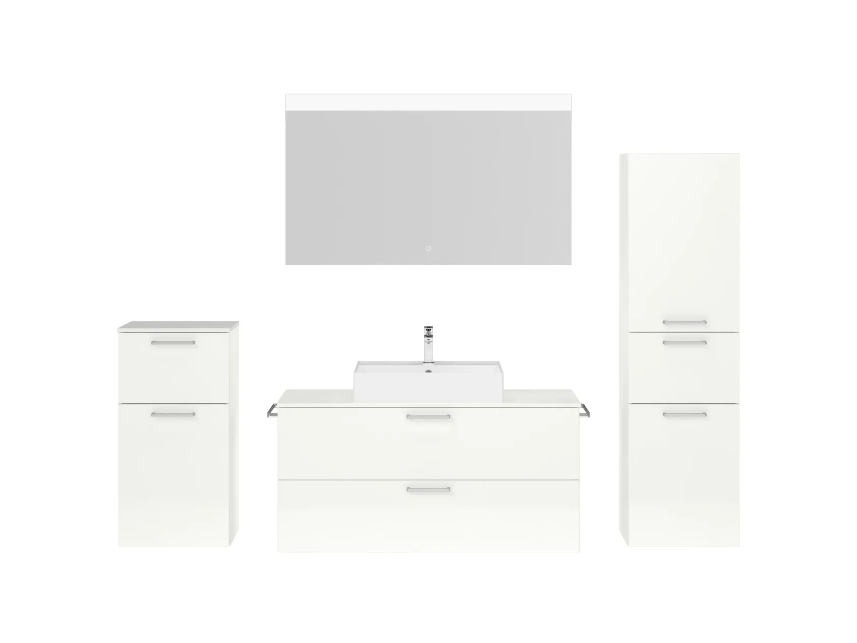 Atlas Ensemble sous vasque avec miroir et colonnes 1