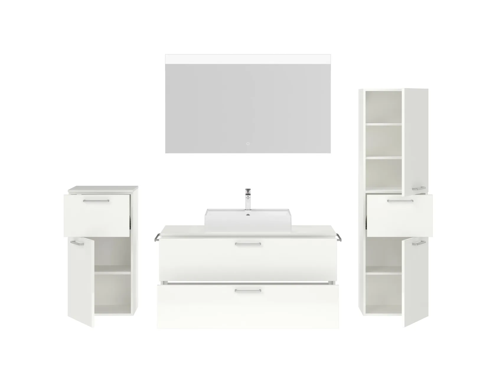 Atlas Ensemble sous vasque avec miroir et colonnes 2