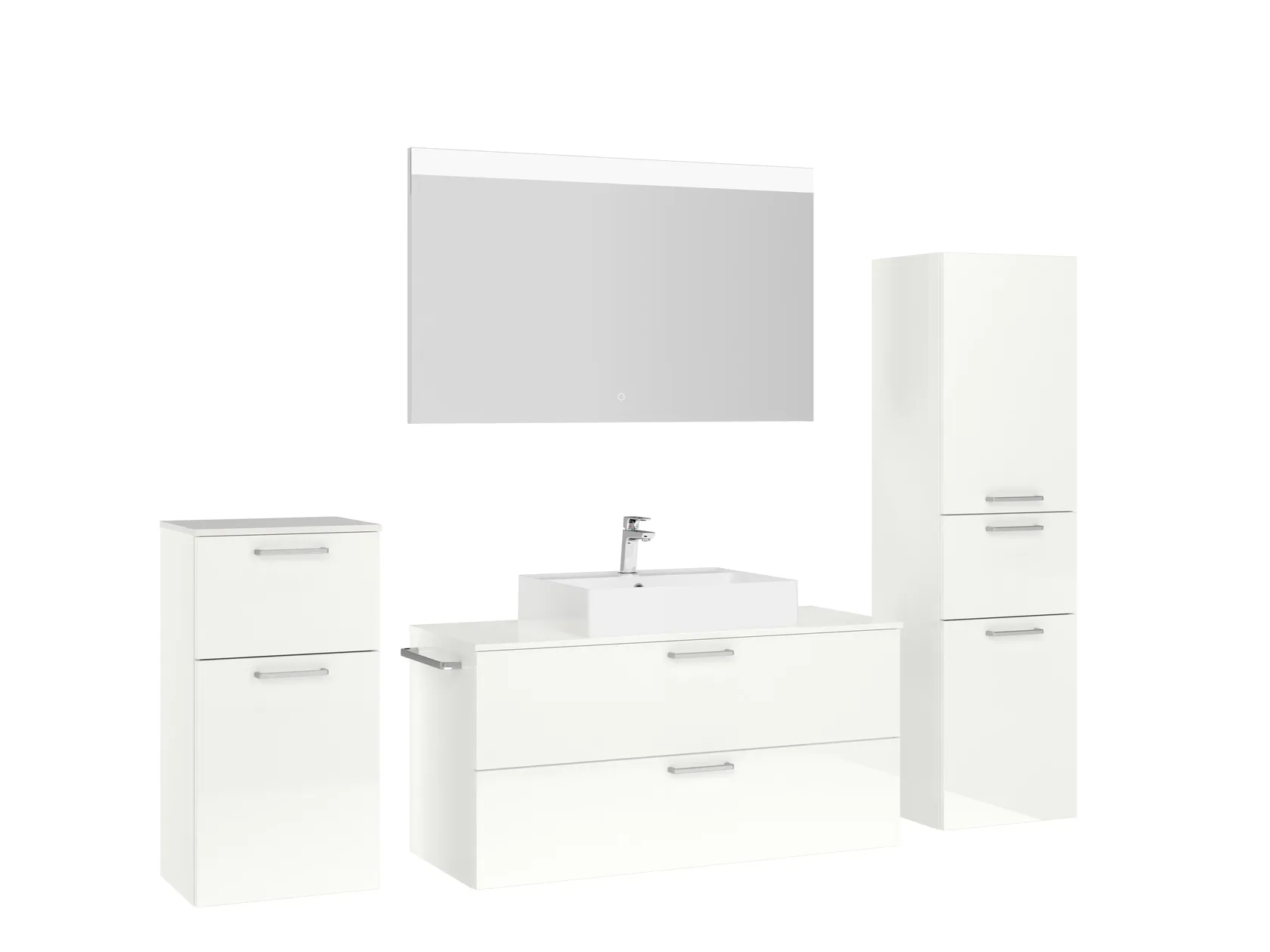 Atlas Ensemble sous vasque avec miroir et colonnes 3