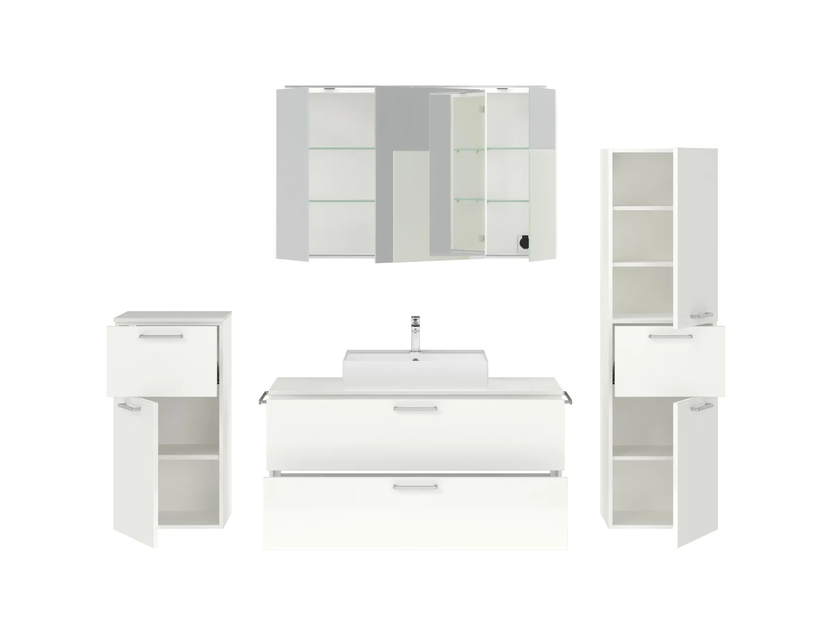 Atlas Ensemble sous vasque avec miroir et colonnes 2