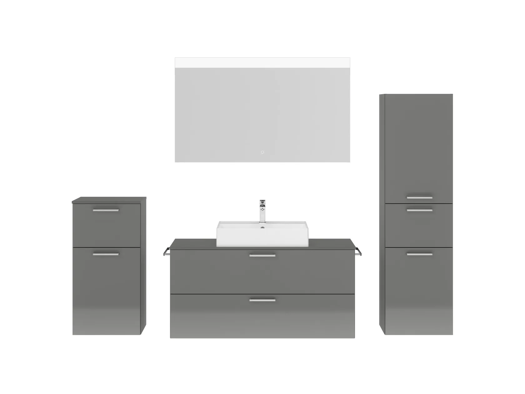 Atlas Ensemble sous vasque avec miroir et colonnes 1