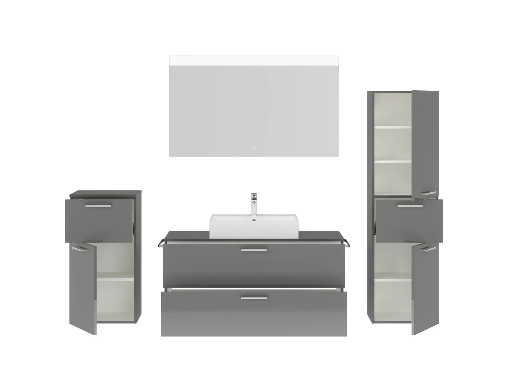 Atlas Ensemble sous vasque avec miroir et colonnes 2