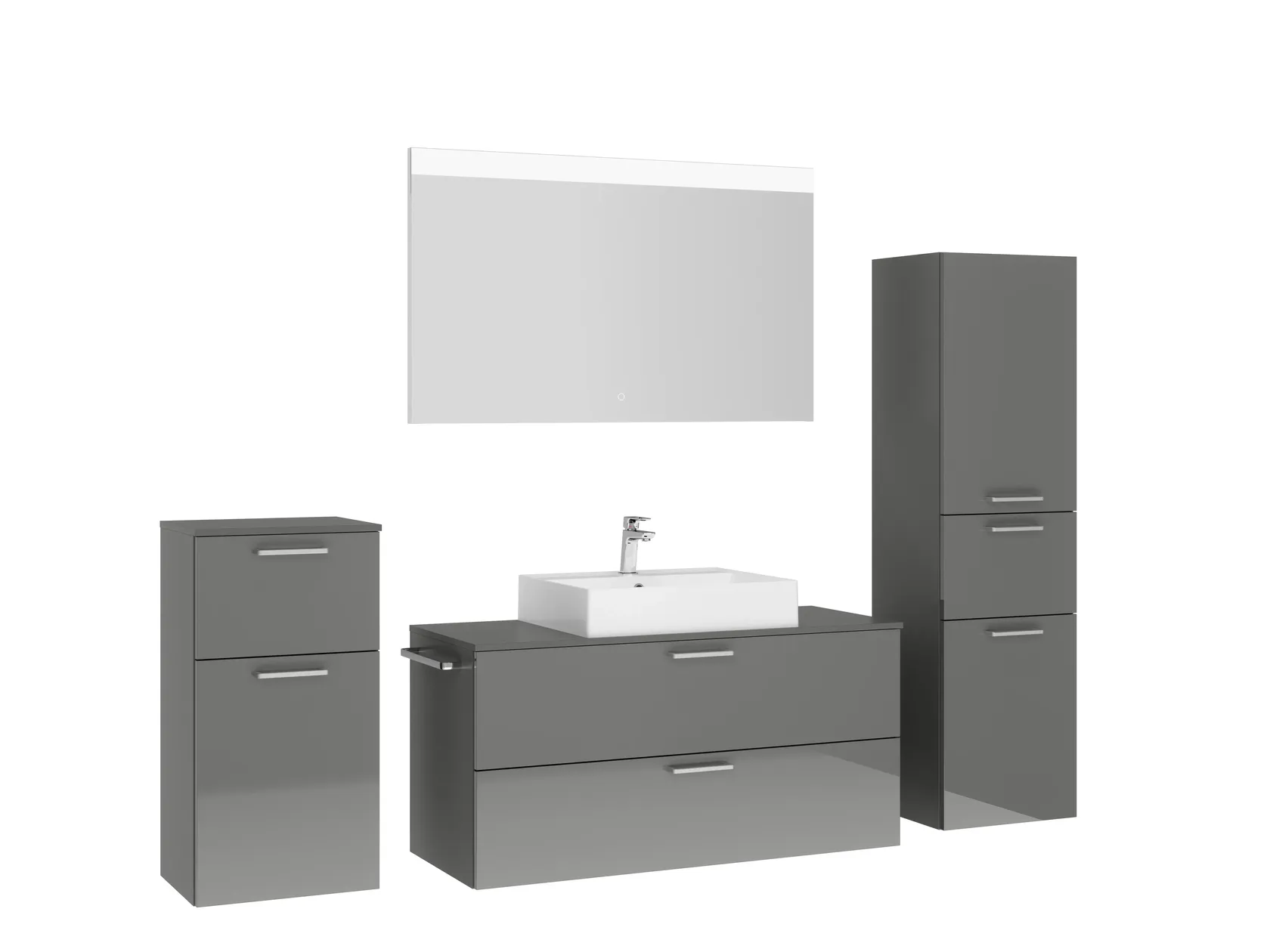 Atlas Ensemble sous vasque avec miroir et colonnes 3