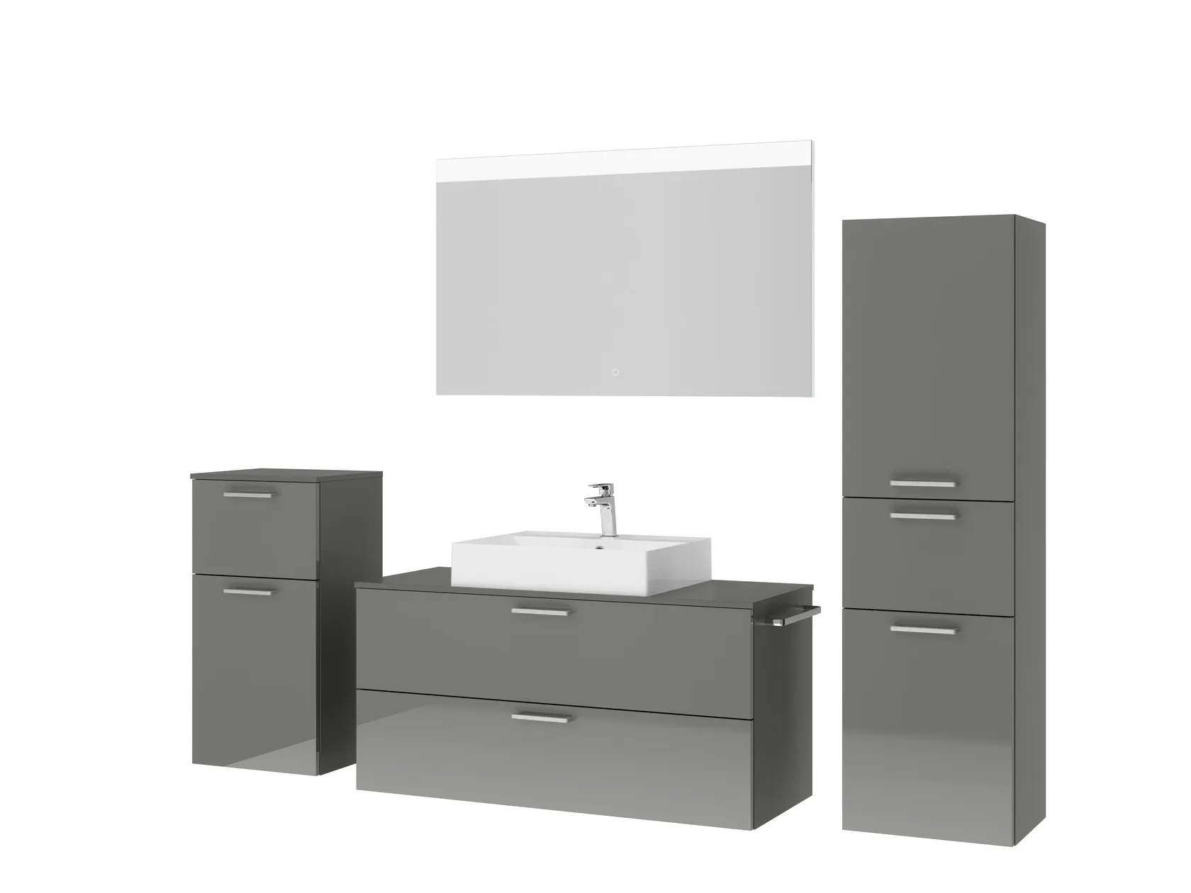 Atlas Ensemble sous vasque avec miroir et colonnes 5