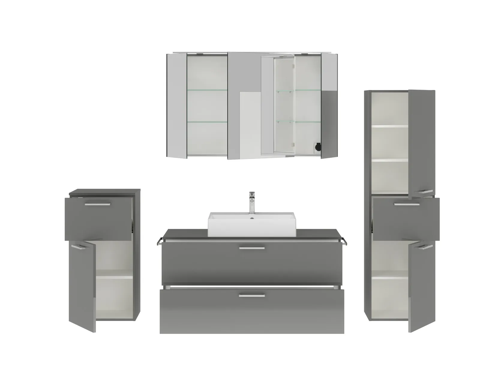 Atlas Ensemble sous vasque avec miroir et colonnes 2