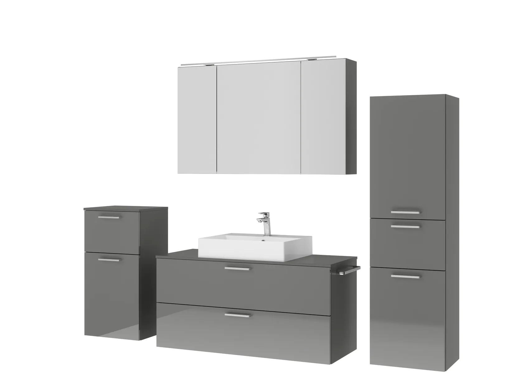 Atlas Ensemble sous vasque avec miroir et colonnes 5