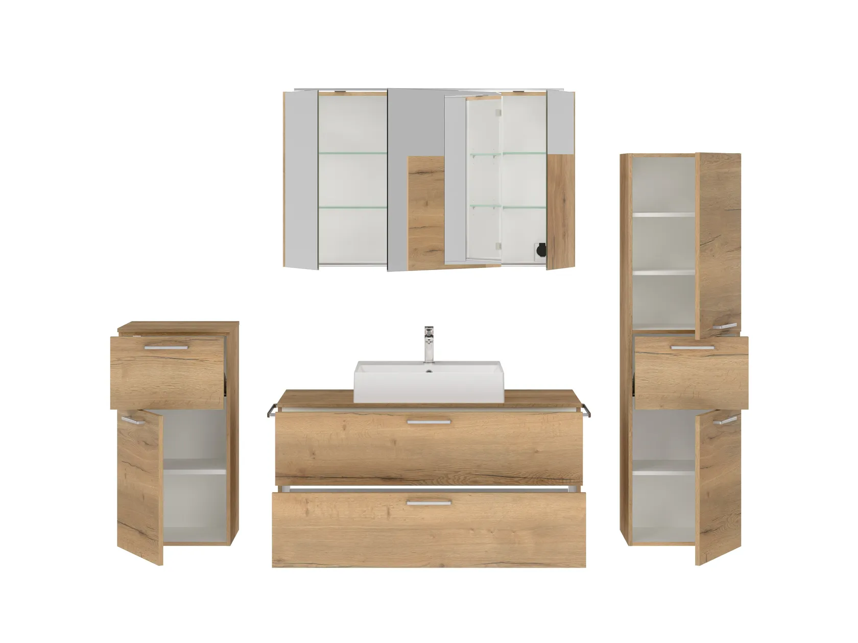 Atlas Ensemble sous vasque avec miroir et colonnes 2