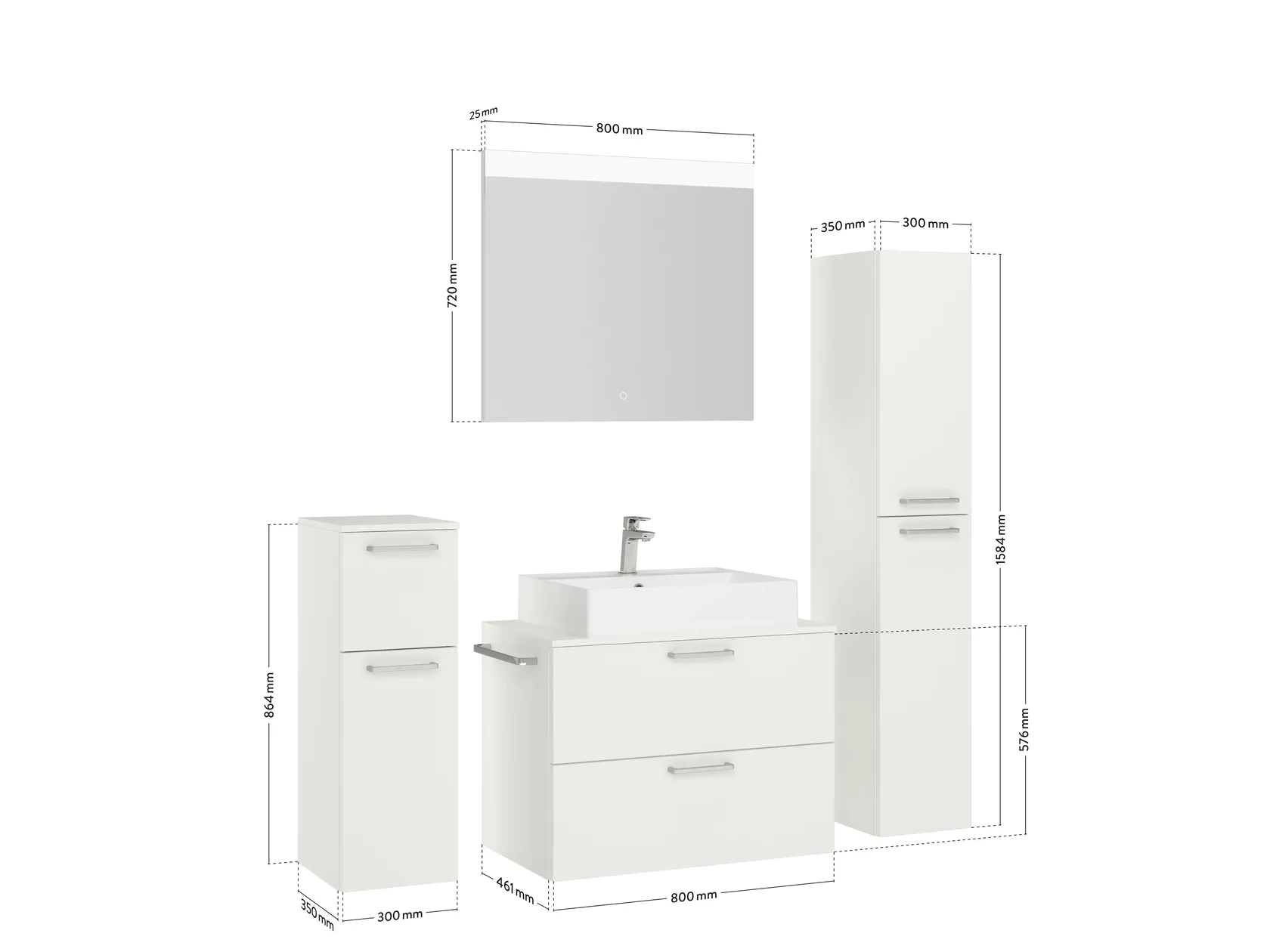 Atlas Ensemble sous vasque avec miroir et colonnes 2