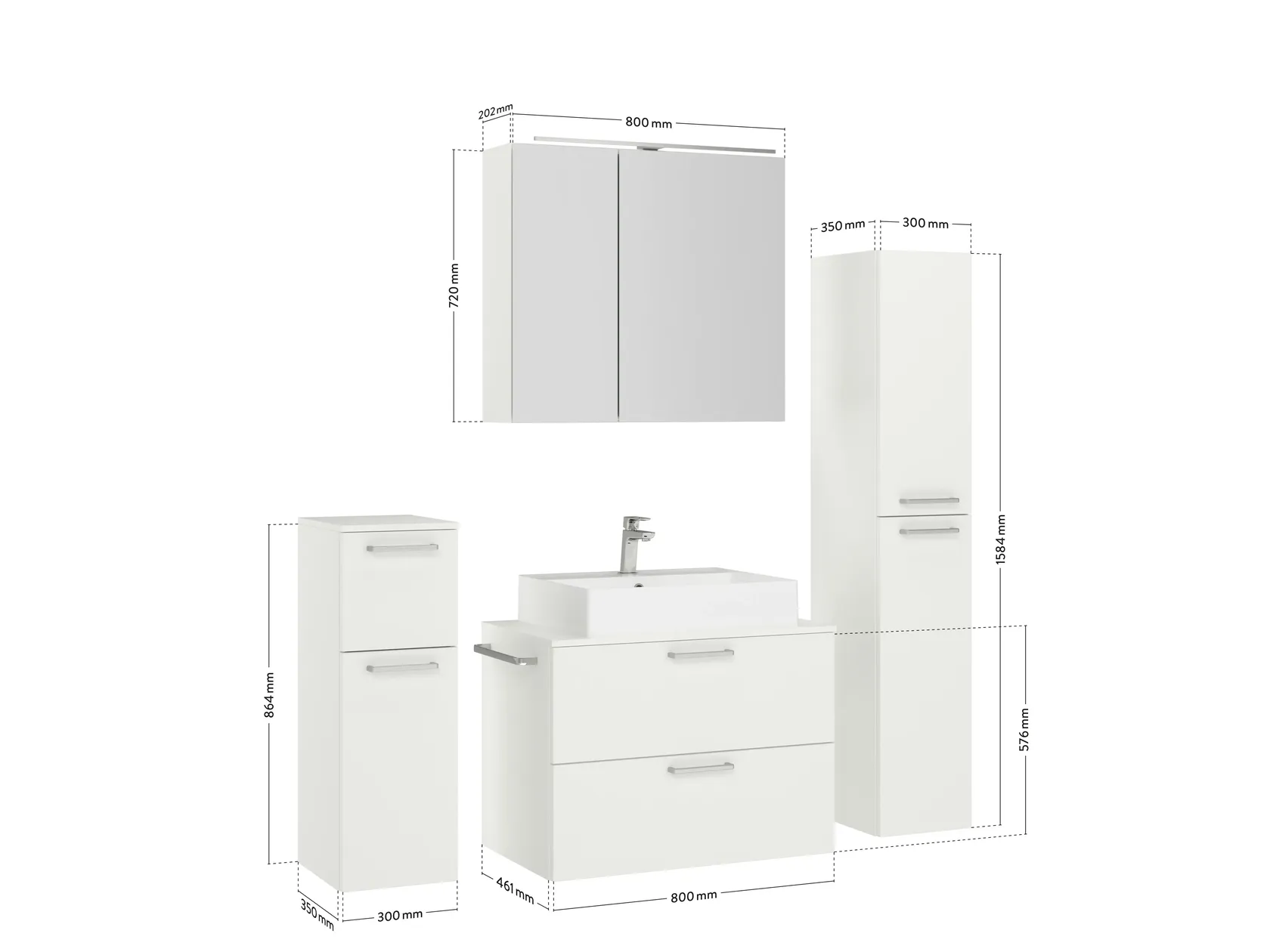 Atlas Ensemble sous vasque avec miroir et colonnes 2