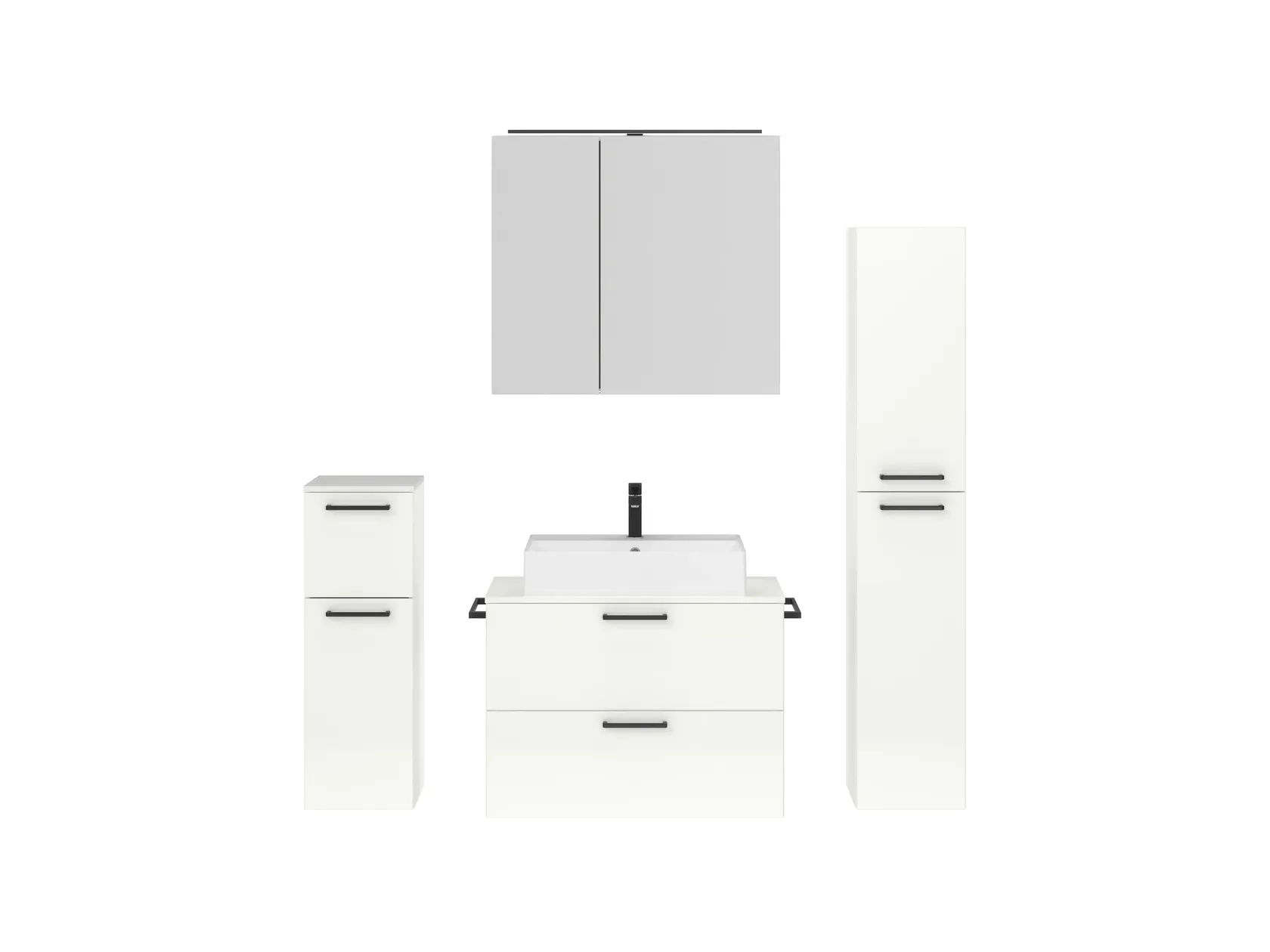 Atlas Ensemble sous vasque avec miroir et colonnes 1