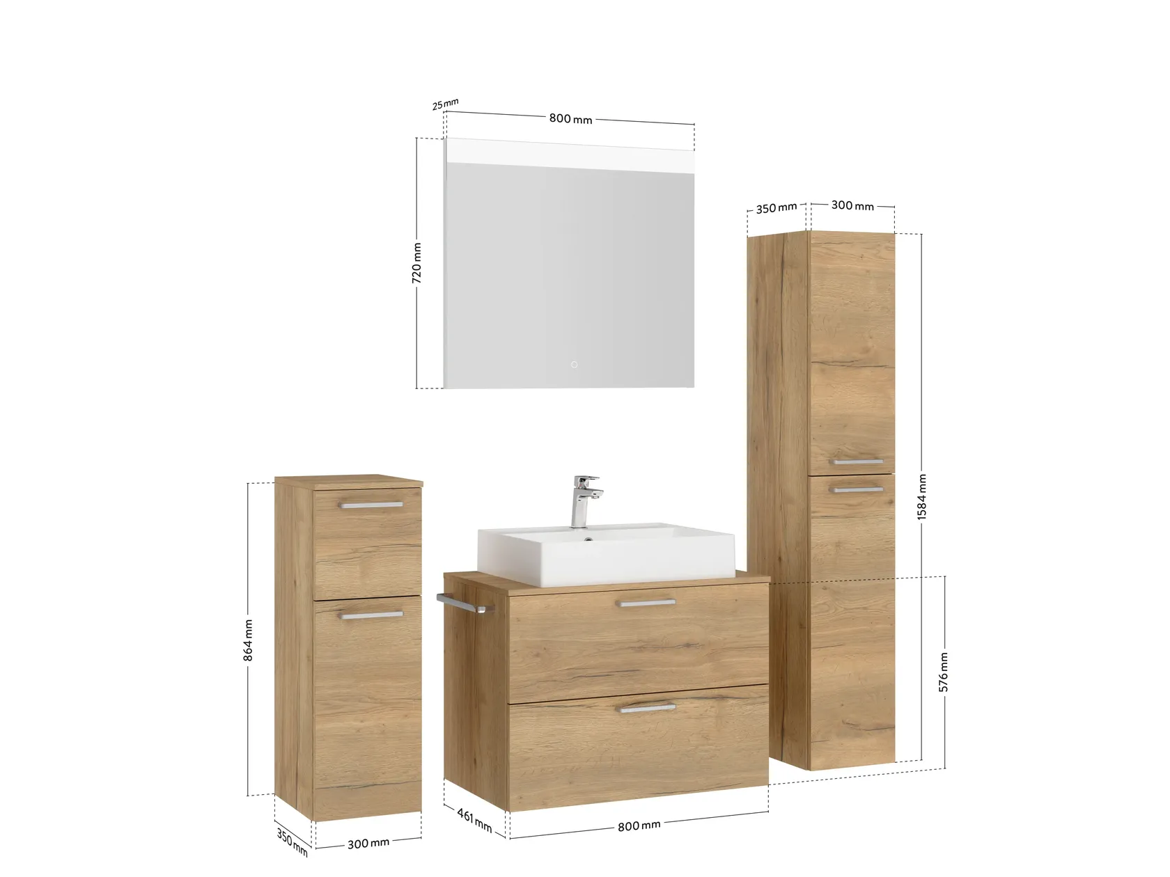 Atlas Ensemble sous vasque avec miroir et colonnes 2