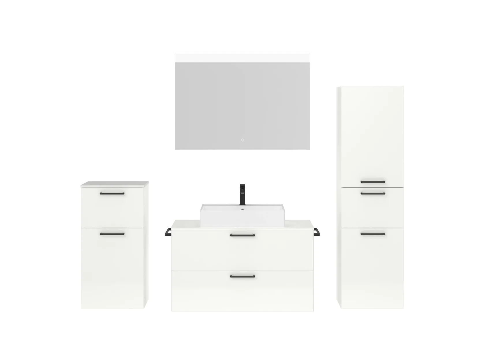 Atlas Ensemble sous vasque avec miroir et colonnes 1