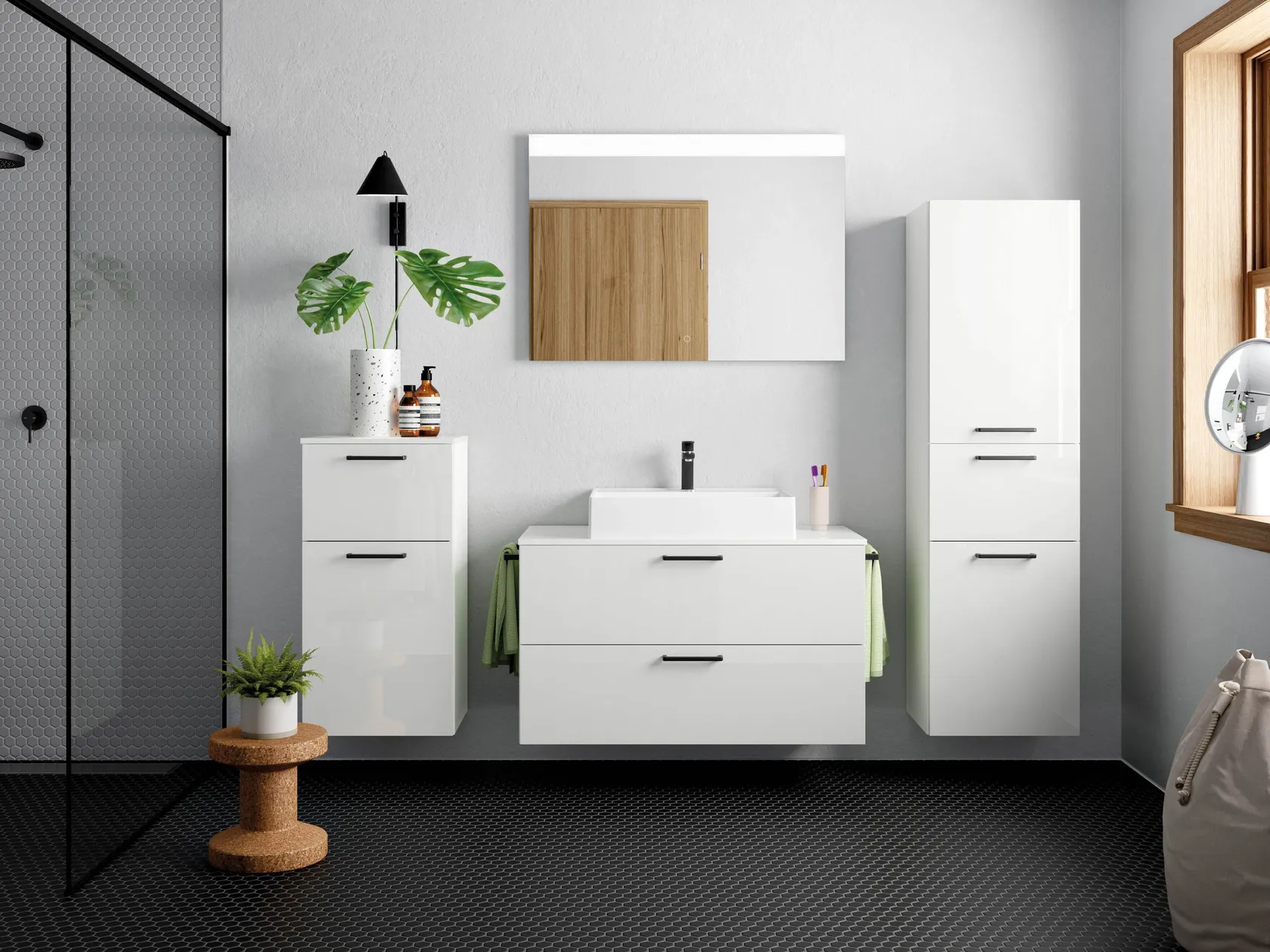 Atlas Ensemble sous vasque avec miroir et colonnes 0