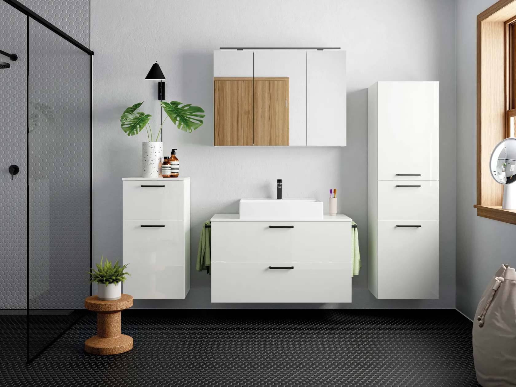 Atlas Ensemble sous vasque avec miroir et colonnes 0