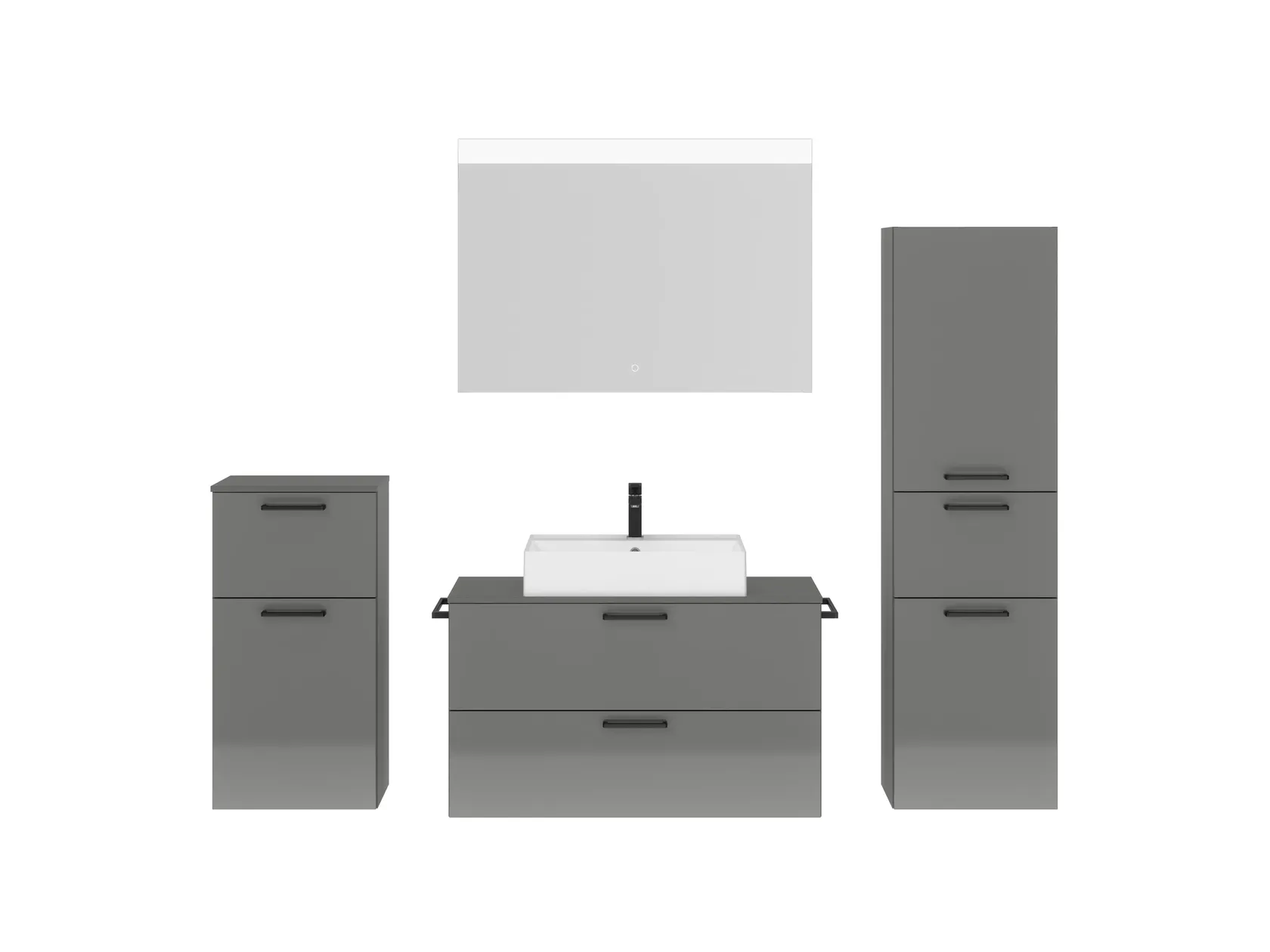 Atlas Ensemble sous vasque avec miroir et colonnes 1