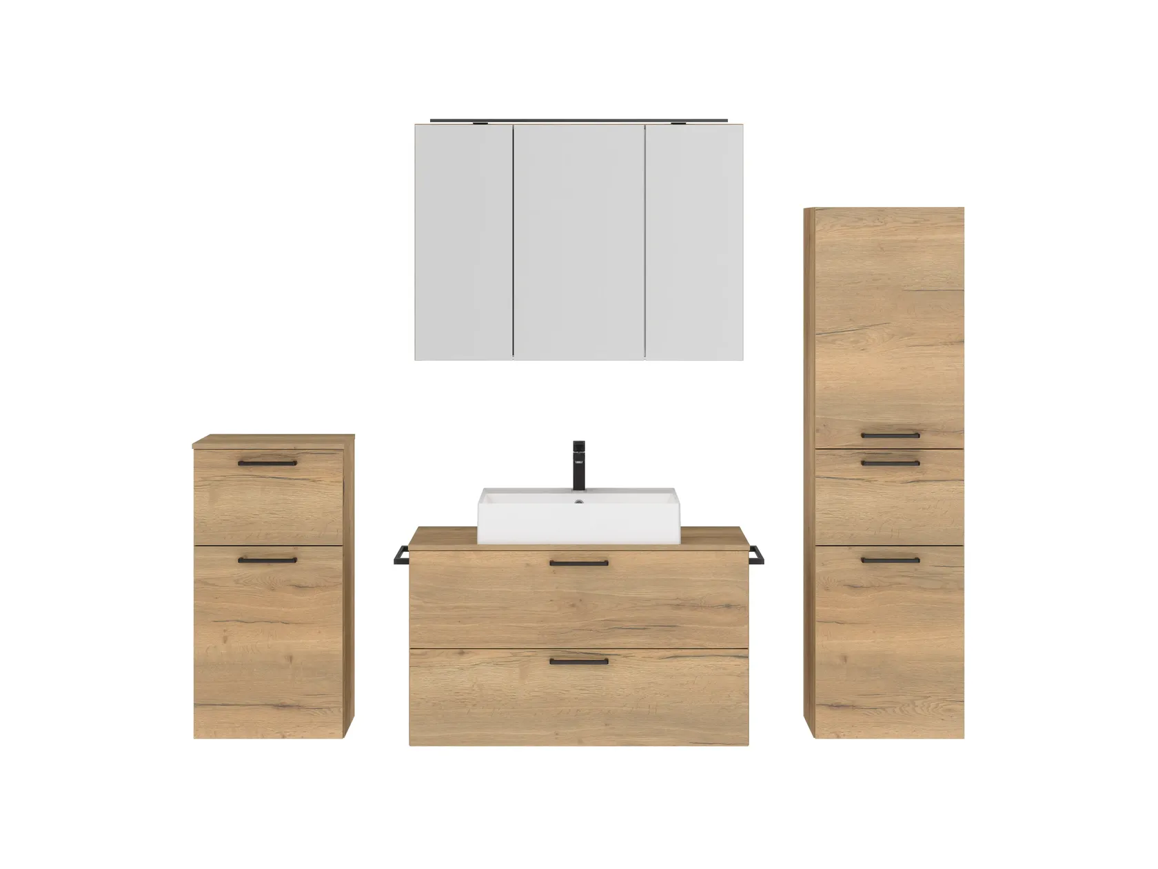 Atlas Ensemble sous vasque avec miroir et colonnes 1