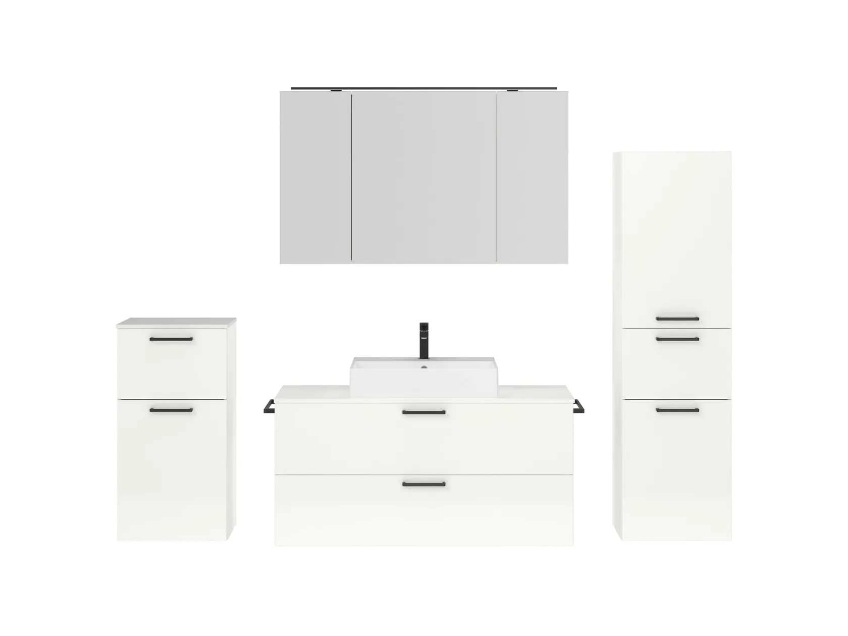 Atlas Ensemble sous vasque avec miroir et colonnes 1