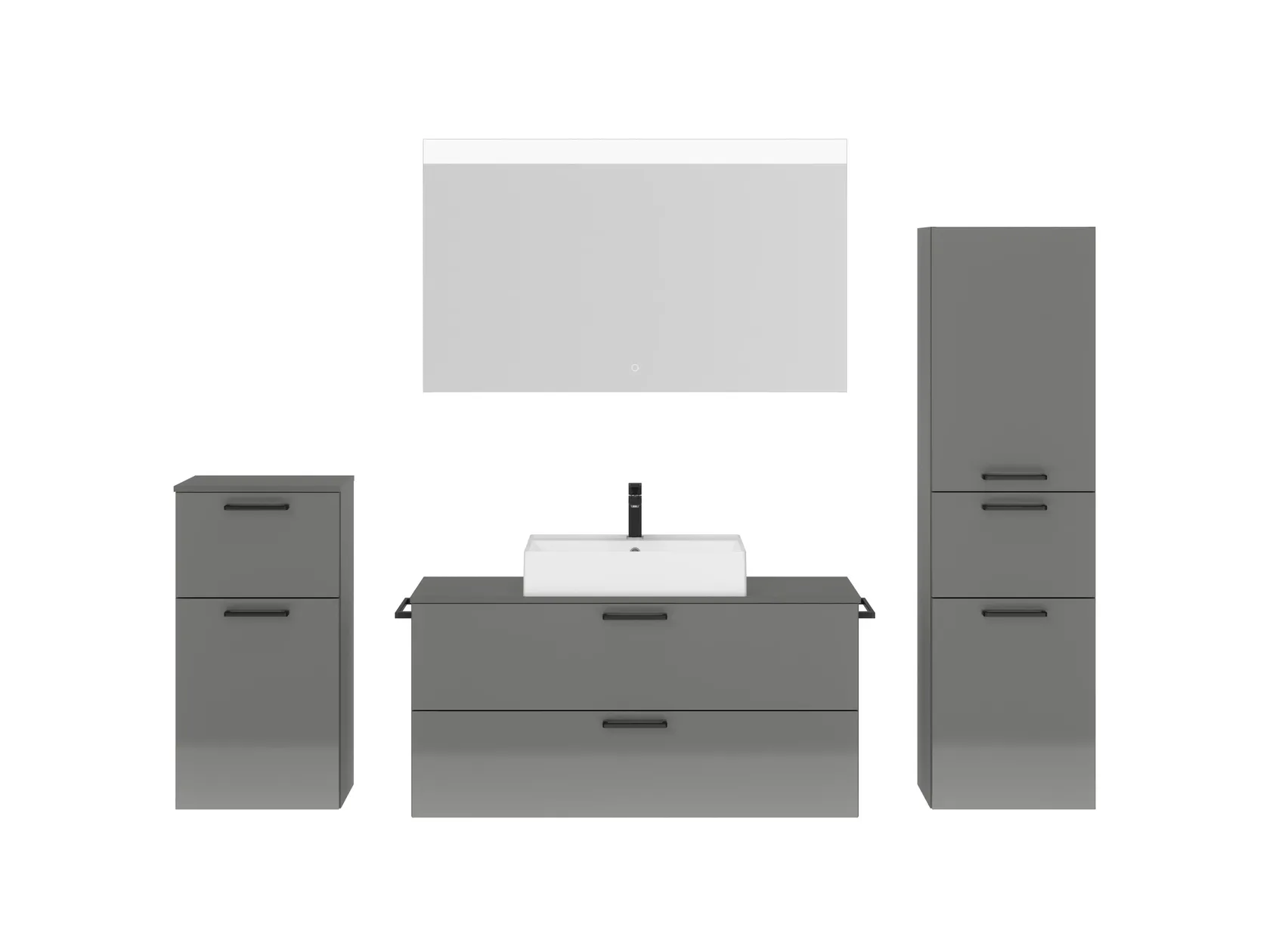 Atlas Ensemble sous vasque avec miroir et colonnes 1