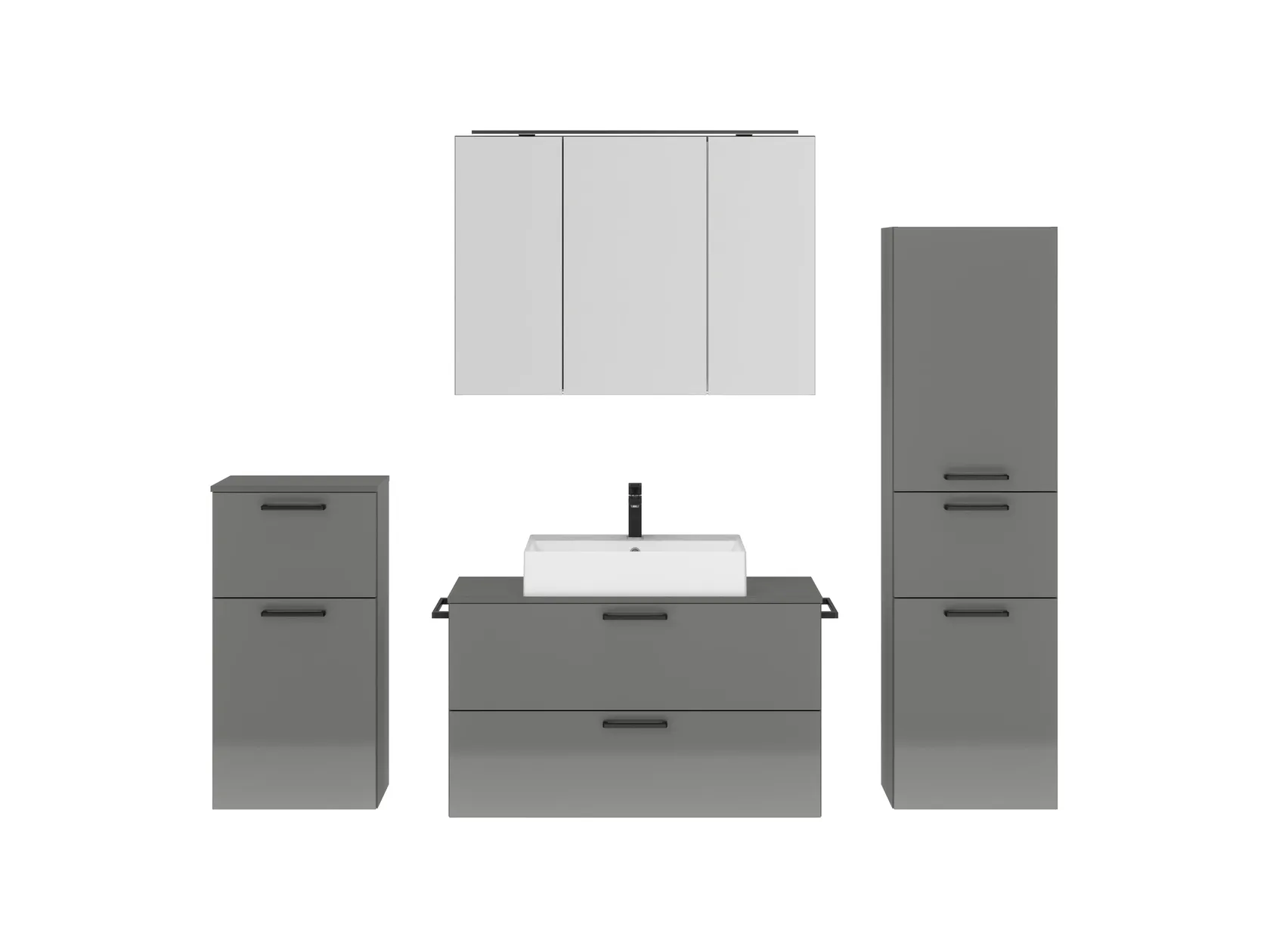 Atlas Ensemble sous vasque avec miroir et colonnes 1