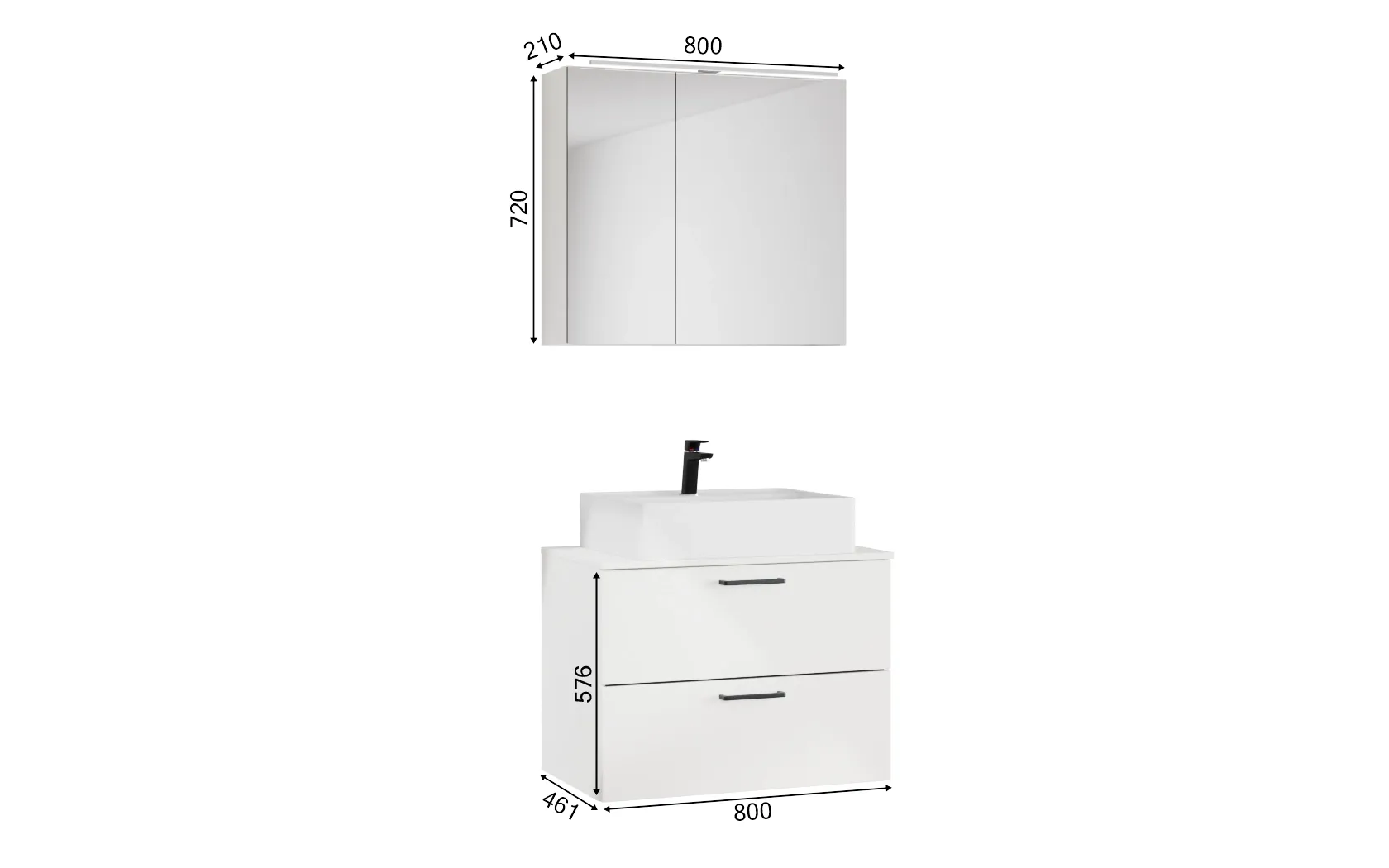 Atlas Ensemble sous vasque avec miroir 1