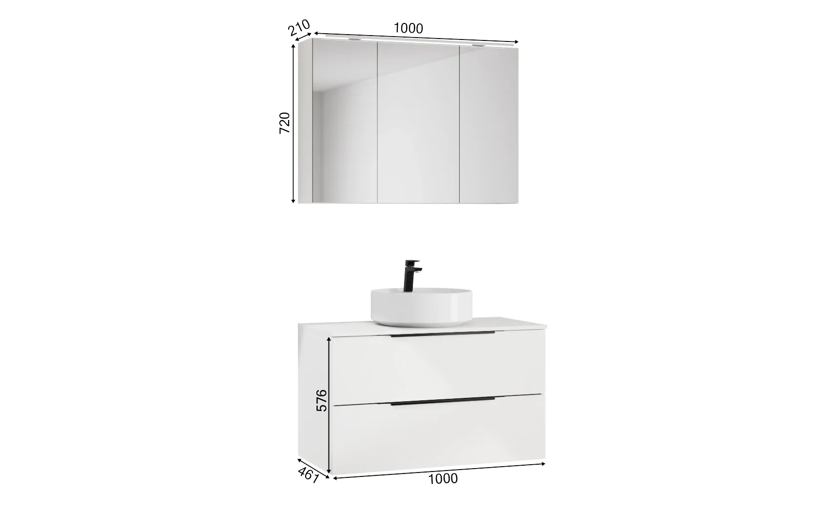 Atlas Ensemble sous vasque avec miroir 1