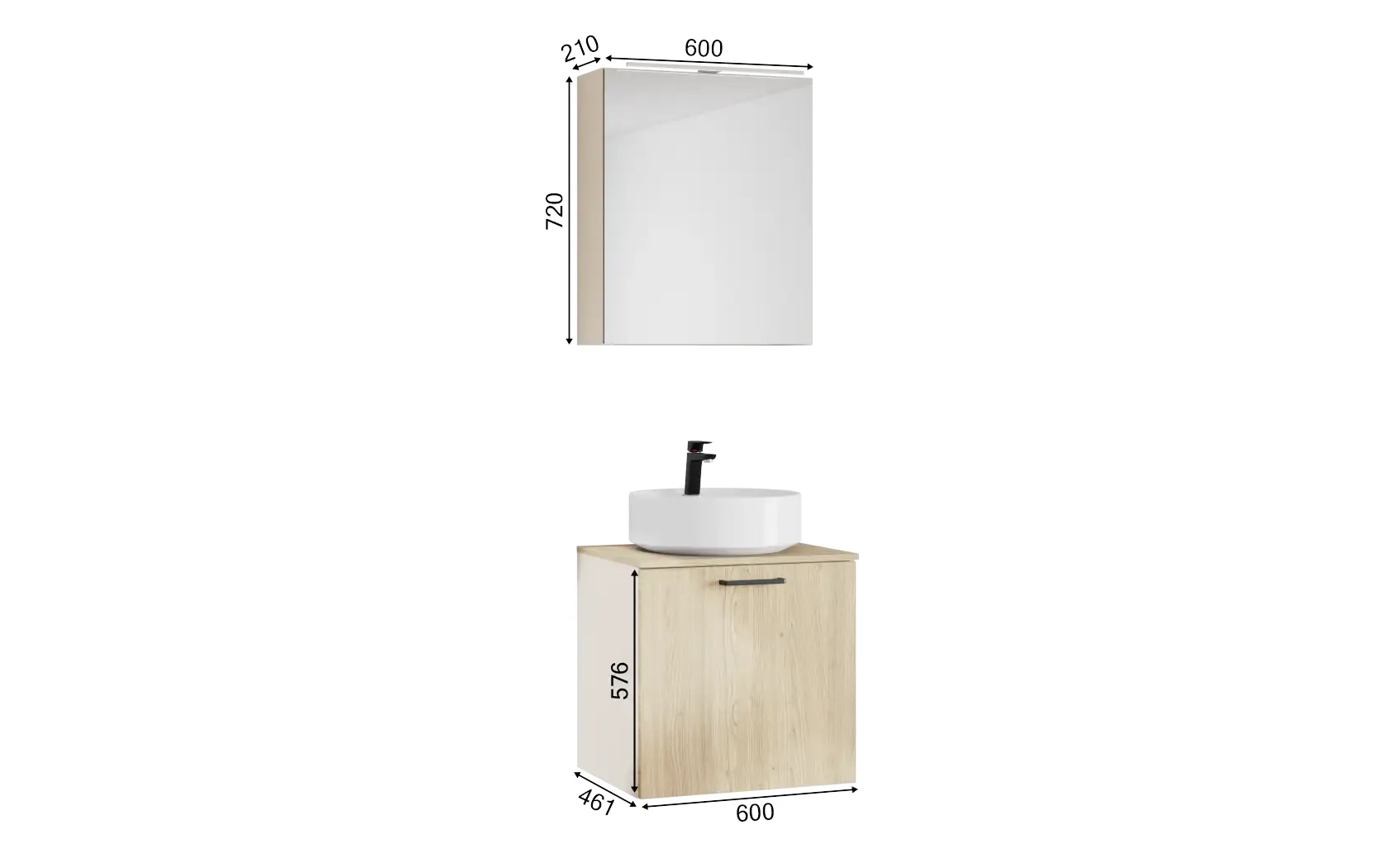 Atlas Ensemble sous vasque avec miroir 1