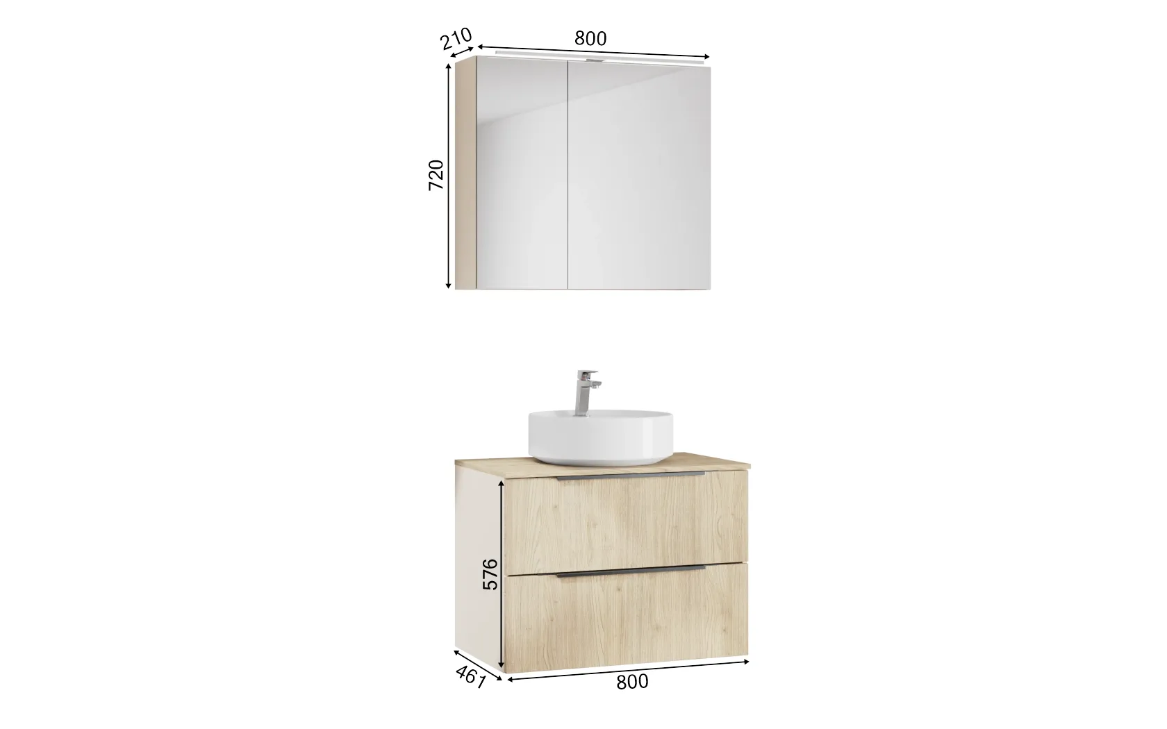 Atlas Ensemble sous vasque avec miroir 1