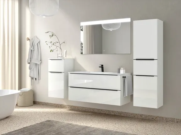 Atlas Ensemble sous vasque avec miroir et colonnes