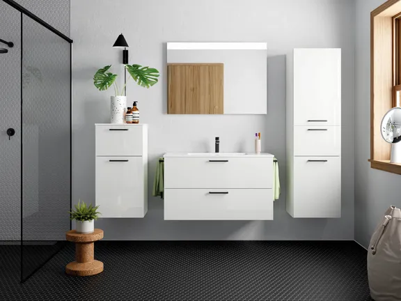 Atlas Ensemble sous vasque avec miroir et colonnes