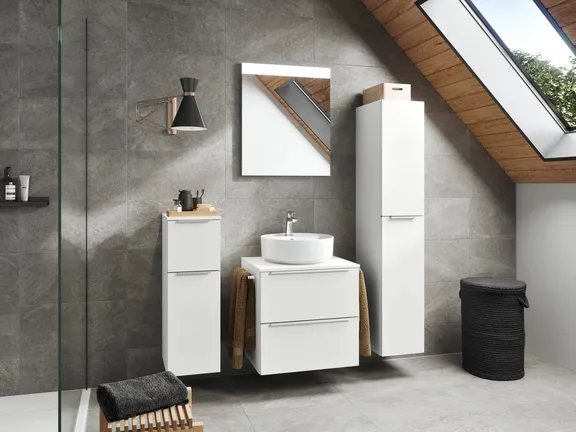 Atlas Ensemble sous vasque avec miroir et colonnes