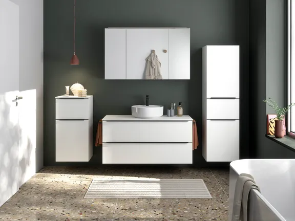 Atlas Ensemble sous vasque avec miroir et colonnes