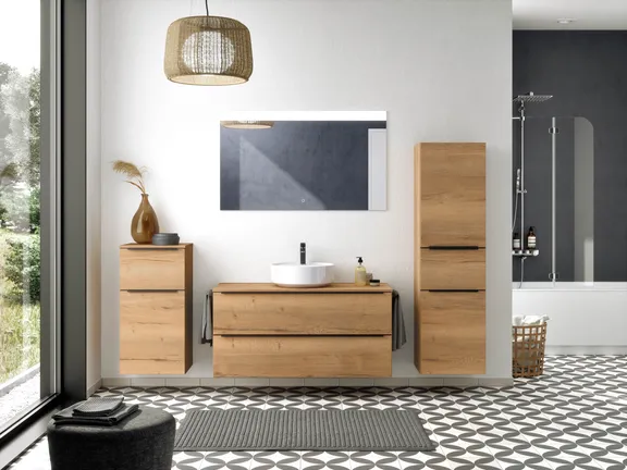 Atlas Ensemble sous vasque avec miroir et colonnes