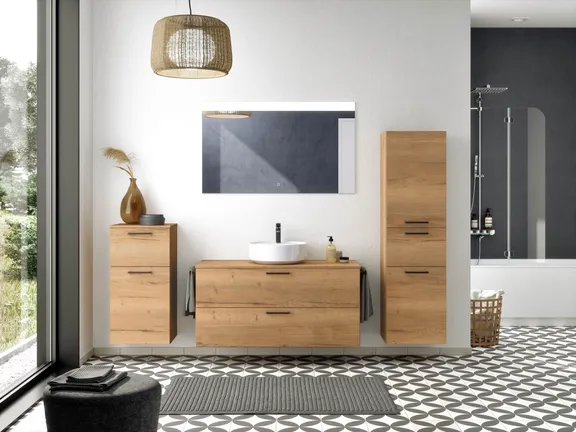 Atlas Ensemble sous vasque avec miroir et colonnes