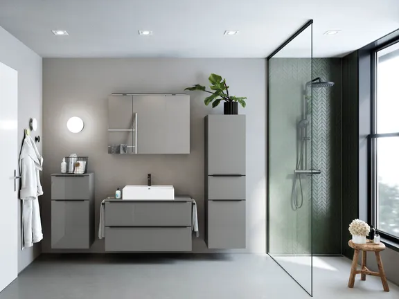 Atlas Ensemble sous vasque avec miroir et colonnes