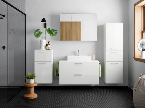 Atlas Ensemble sous vasque avec miroir et colonnes