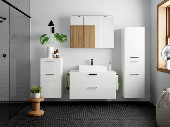 Atlas Ensemble sous vasque avec miroir et colonnes