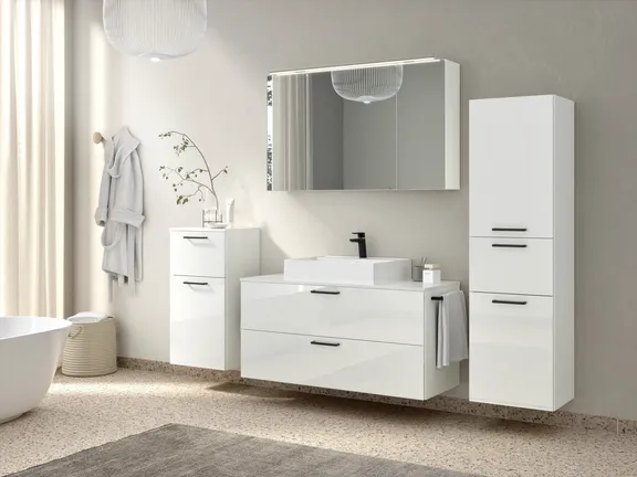 Atlas Ensemble sous vasque avec miroir et colonnes