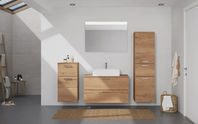 Atlas Ensemble sous vasque avec miroir et colonnes