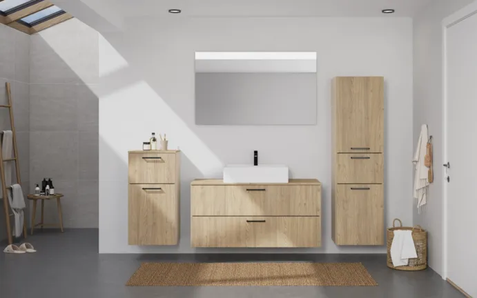 Atlas Ensemble sous vasque avec miroir et colonnes