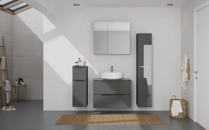 Atlas Ensemble sous vasque avec miroir et colonnes