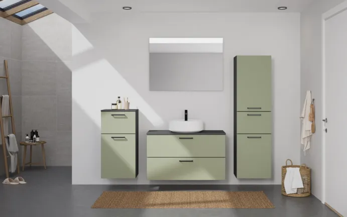 Atlas Ensemble sous vasque avec miroir et colonnes