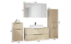 Atlas Ensemble sous vasque avec miroir et colonnes 1