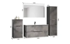 Atlas Ensemble sous vasque avec miroir et colonnes 1
